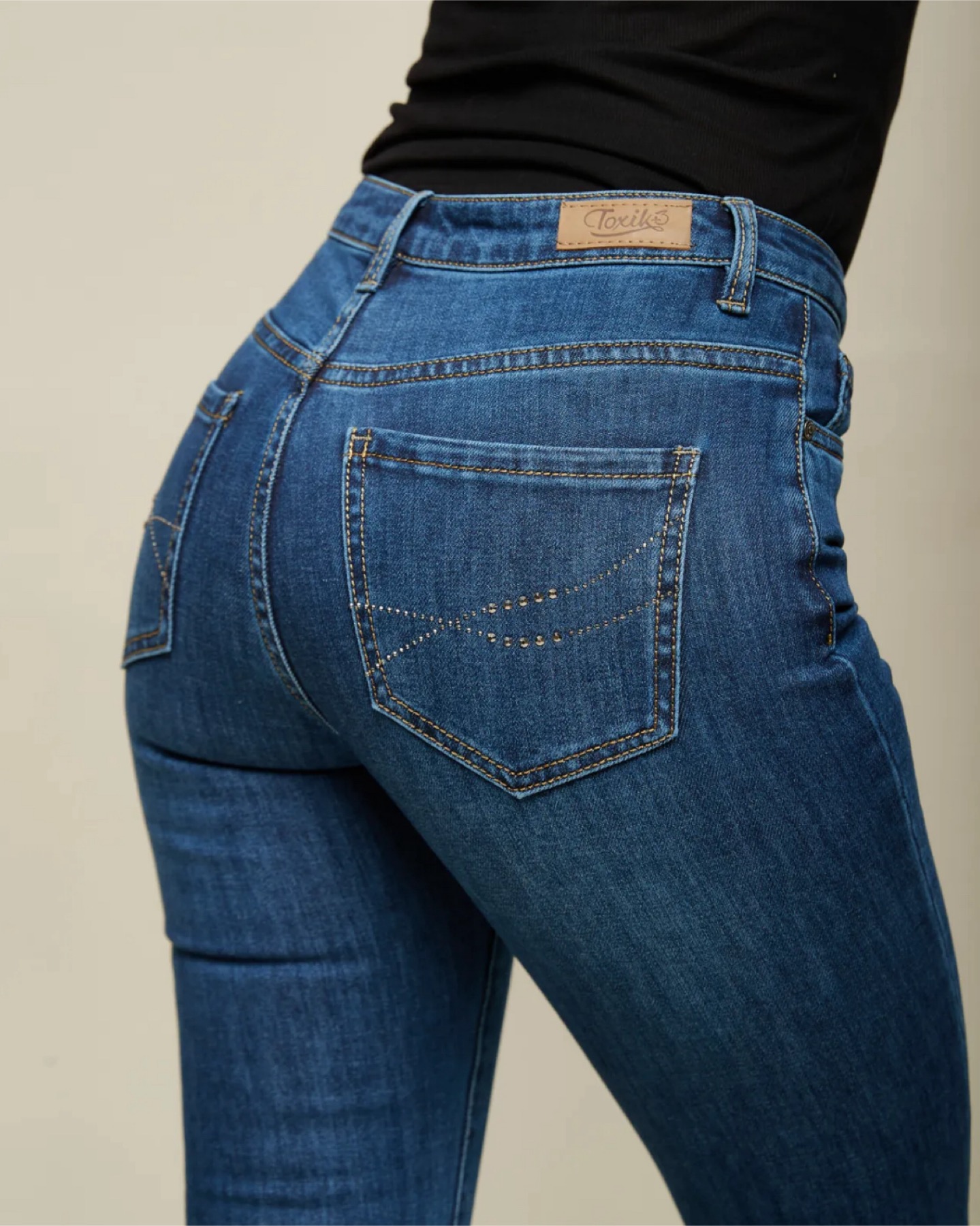 Toxik3 jeans donkerblauw met strass